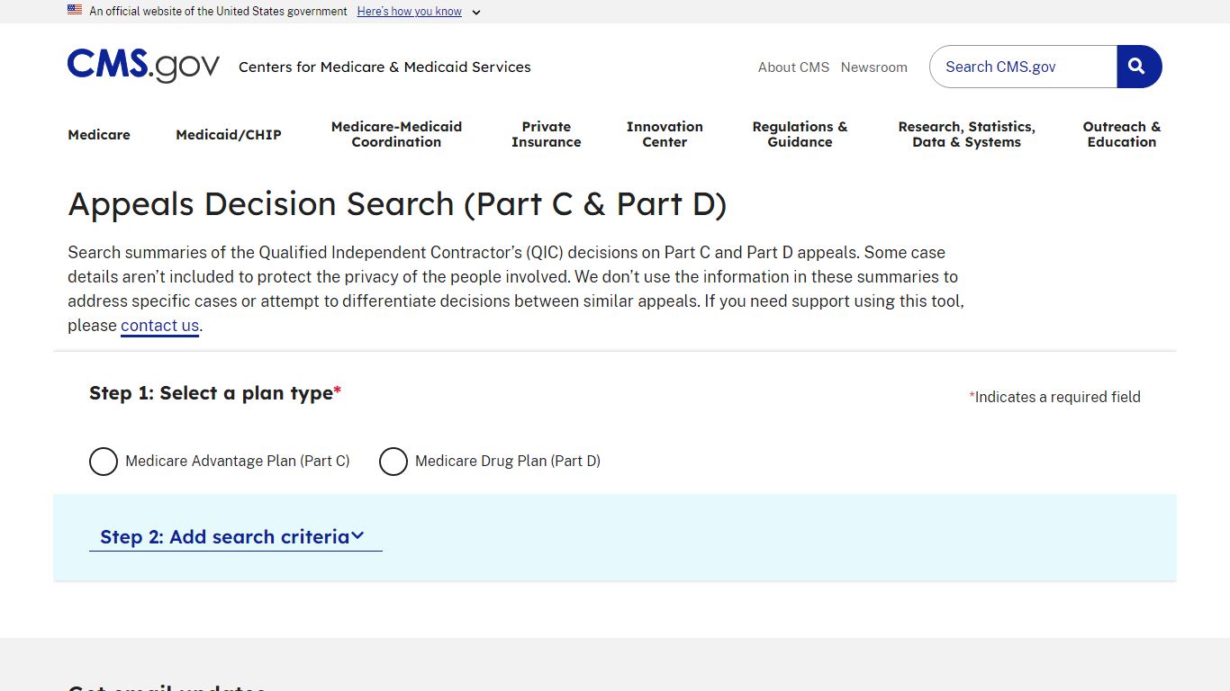 QIC Search Tool | CMS